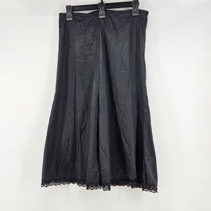 Vintage Black Lace Trim Whimsigoth Slip Skirt Midi Size Medium Going Out